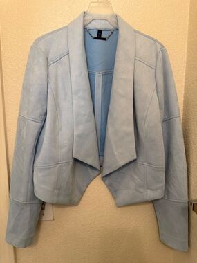 White House Black Market Pale Blue Draped Open-Front Blazer